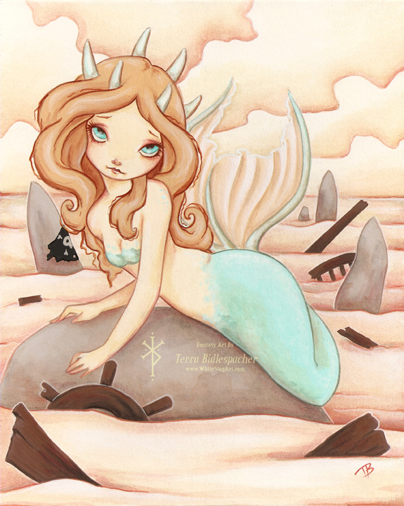 Siren's Rock - mermaid 5"x7" print